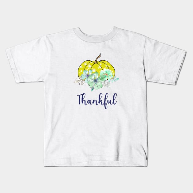 Thankful yellow pumpkin Kids T-Shirt by Anines Atelier